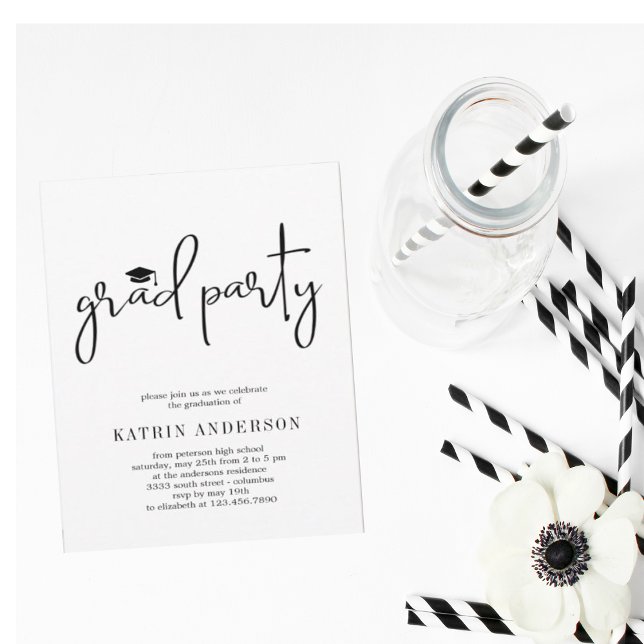 Einfache Minimalistische Moderne Abschluss Einladu Einladung (Von Creator hochgeladen)