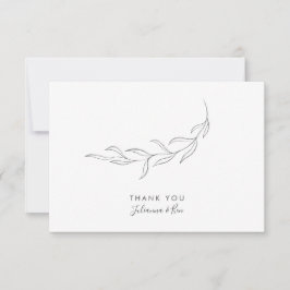 Einfache Minimalistische moderne botanische Hochze Dankeskarte