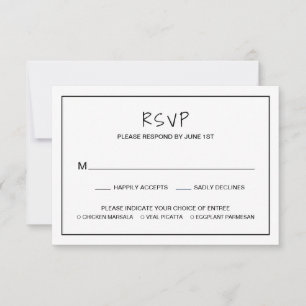Einfache minimalistische moderne Hochzeit RSVP Karte