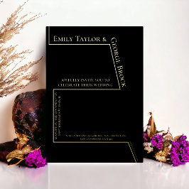 Einfache Minimalistische moderne Hochzeitsschwarz Folieneinladung