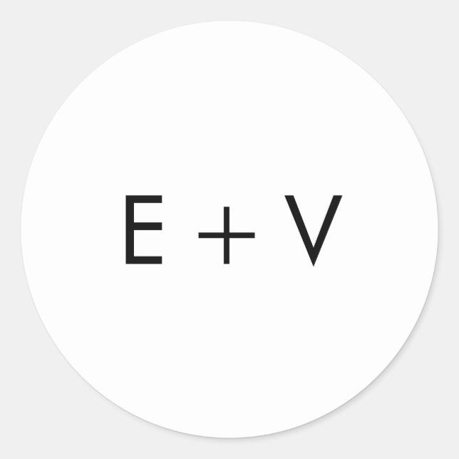 Einfache Minimalistische moderne Monogramm-Hochzei Runder Aufkleber (Vorderseite)