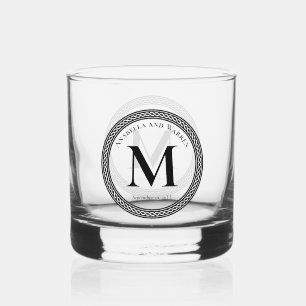 Einfache Minimalistische moderne Monogramm- und Fa Whiskyglas