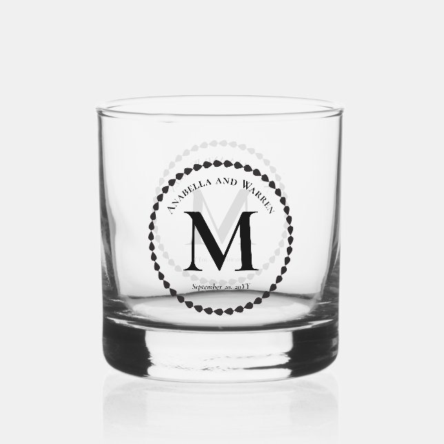 Einfache Minimalistische moderne Monogramm- und Fa Whiskyglas (Vorderseite)