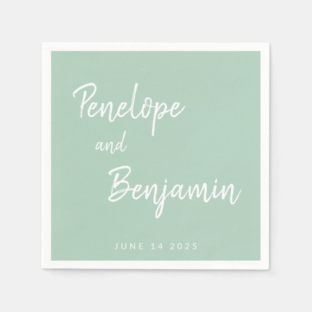 Einfache Minimalistische moderne Pistachio Green W Serviette (Vorderseite)