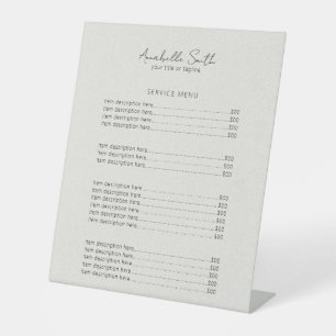 Einfache Minimalistische, moderne Preisliste Beige Sockelschild