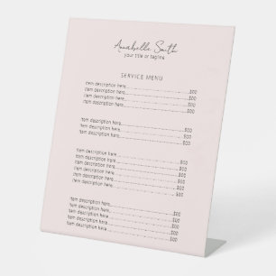 Einfache Minimalistische, moderne Rosa Preisliste Sockelschild