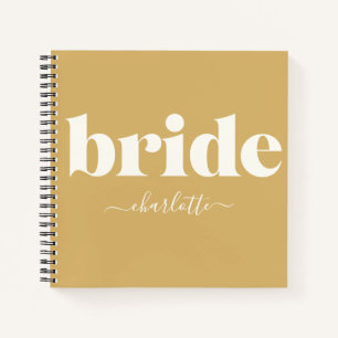 Einfache Minimalistische Moderne Senf Braut Name Notizbuch