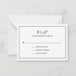 Einfache Minimalistische moderne Wedding Mini RSVP Mitteilungskarte