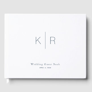 Einfache Minimalistische moderne Weiße Hochzeit Gästebuch
