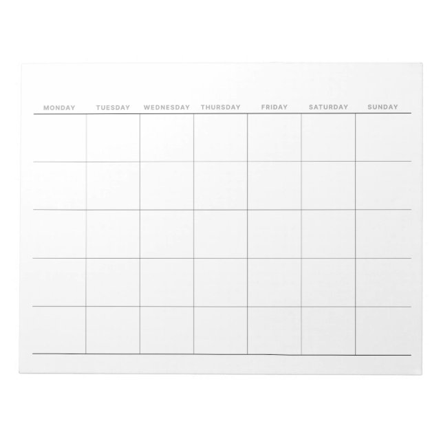Einfache Minimalistische Monatsplanung Notizblock (Vorderseite)