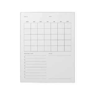 Einfache Minimalistische Monatsplanung und Aufgabe Notizblock