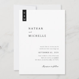 Einfache Minimalistische Mongram-Hochzeit Einladung