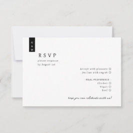 Einfache Minimalistische Mongram-Hochzeit RSVP Karte