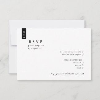 Einfache Minimalistische Mongram-Hochzeit RSVP Karte