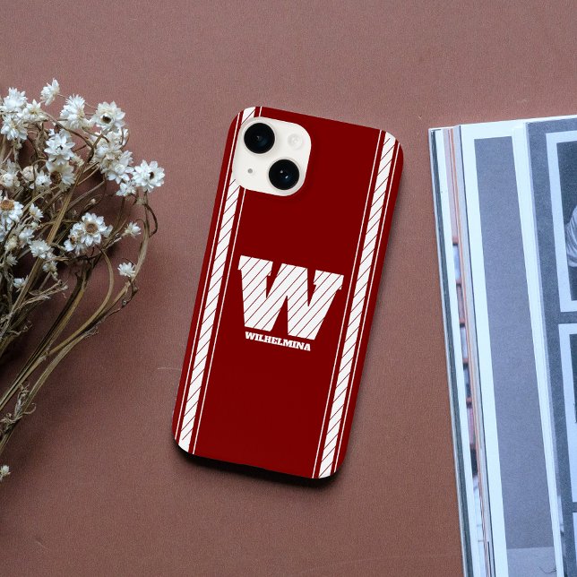 Einfache Minimalistische Monogram-Maroon & White S Case-Mate iPhone Hülle (Von Creator hochgeladen)