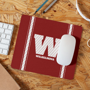 Einfache Minimalistische Monogram-Maroon & White S Mousepad