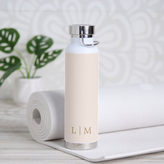 Einfache Minimalistische Monogram, Rosa Rosa Trinkflasche (Yoga)