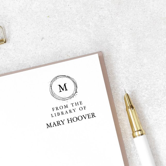 Einfache Minimalistische Monogramm aus der Bibliot Permastempel (Von Creator hochgeladen)