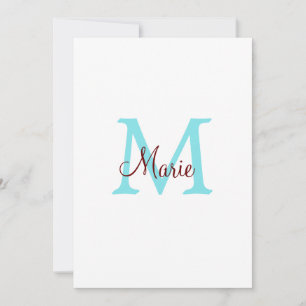 einfache minimalistische Monogramm-Name in rosa ro Feiertagskarte