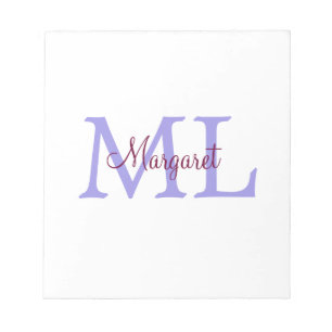 einfache minimalistische Monogramm-Name in Rosa Ro Notizblock