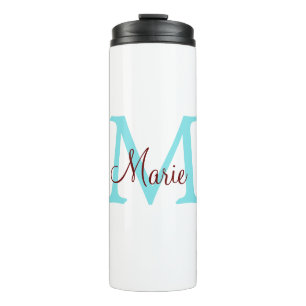 einfache minimalistische Monogramm-Name in Rosa Ro Thermosbecher