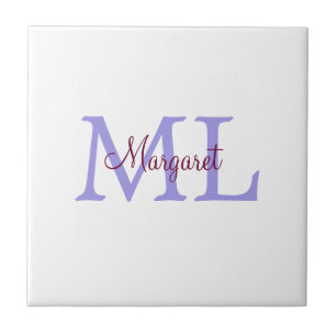 einfache minimalistische Monogramm-Name rosa rot Fliese