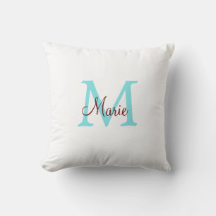 einfache minimalistische Monogramm-Name rosa rot Kissen