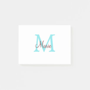 einfache minimalistische Monogramm-Name rosa rot Post-it Klebezettel