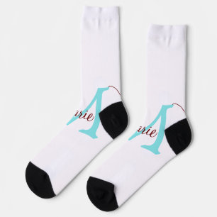 einfache minimalistische Monogramm-Name rosa rot Socken