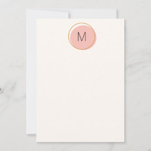 Einfache Minimalistische Monogramm Rosa und Gold Mitteilungskarte