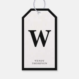 Einfache Minimalistische Monogramm Schwarz/Weiß Geschenkanhänger