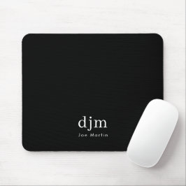 Einfache Minimalistische Monogramm Schwarz/Weiß Mousepad