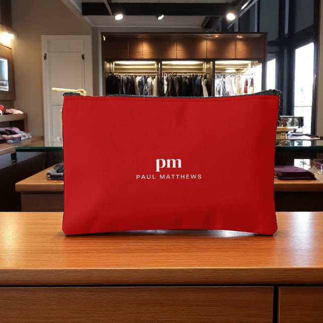 Einfache Minimalistische Monogramm und Name Zubehörtasche (Von Creator hochgeladen)