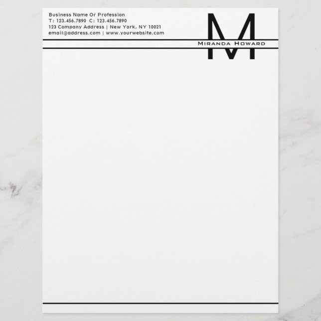 Einfache Minimalistische Monogrammbrille Briefbogen (Vorderseite)