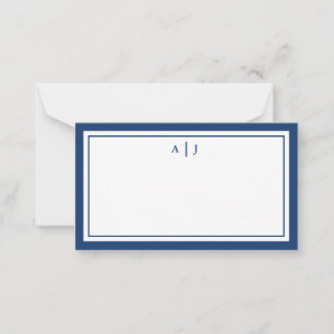 Einfache Minimalistische Navy Blue Two Border Mono Mitteilungskarte