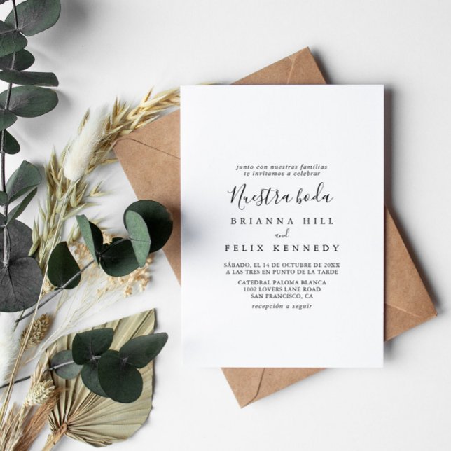 Einfache Minimalistische Nuestra Boda Wedding Einladung (Von Creator hochgeladen)