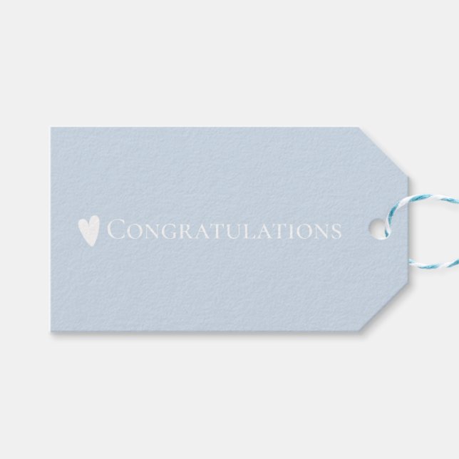 Einfache Minimalistische Pastel Blue Glückwunsch Geschenkanhänger (Vorderseite (Horizontal))