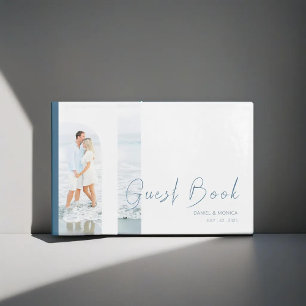 Einfache Minimalistische Pastellblauen Hochzeit Gästebuch