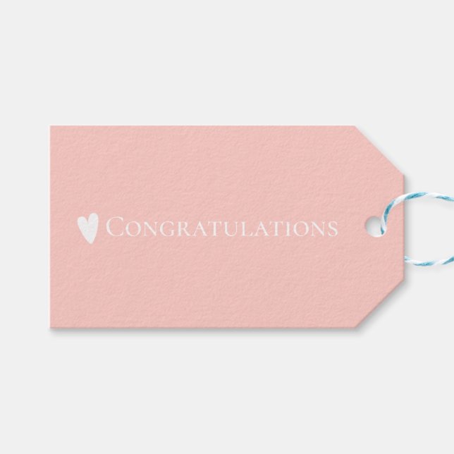 Einfache Minimalistische Pastelle Pink Glückwunsch Geschenkanhänger (Vorderseite (Horizontal))