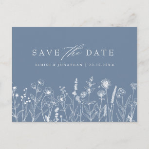 Einfache Minimalistische Periwinkle Floral Save th Postkarte