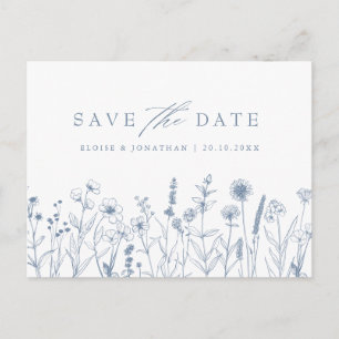 Einfache Minimalistische Periwinkle Floral Save th Postkarte