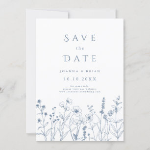 Einfache Minimalistische Periwinkle-Wildblume Hoch Save The Date