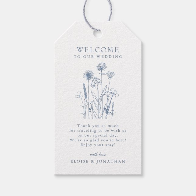 Einfache Minimalistische Periwinkle Wildblume Wedd Geschenkanhänger (Vorderseite)