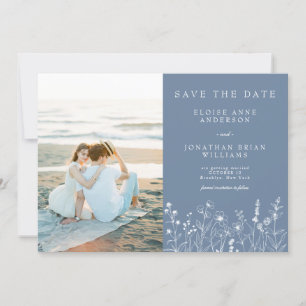 Einfache minimalistische Periwinkle-Wildblumen-Fot Save The Date