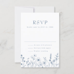 Einfache minimalistische Periwinkle-Wildblumen-Hoc RSVP Karte