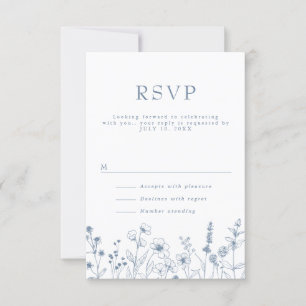Einfache minimalistische Periwinkle-Wildblumen-Hoc RSVP Karte