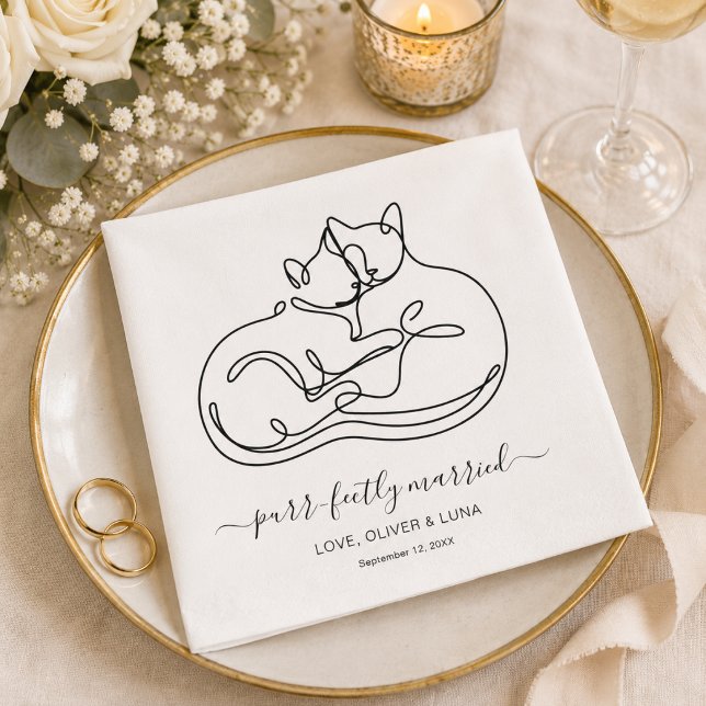 Einfache minimalistische personalisierte Hochzeit  Serviette (Customize with names & event date. Add  other text between the square symbols if you wish)