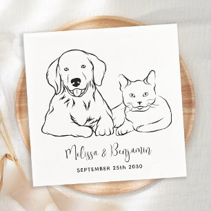 Einfache Minimalistische Personalisierte Hundskatz Serviette