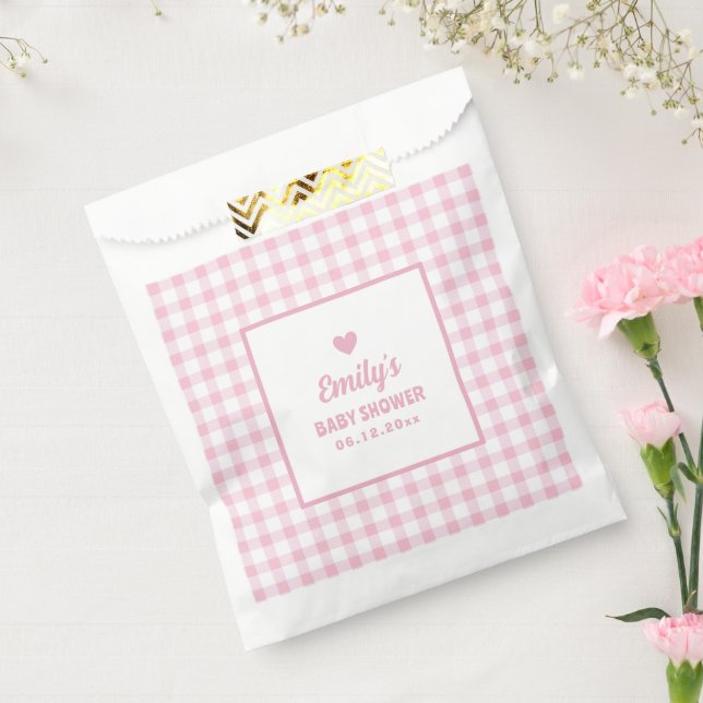 Einfache Minimalistische Pink Gingham Girl Babydus Geschenktütchen (Versiegelt)