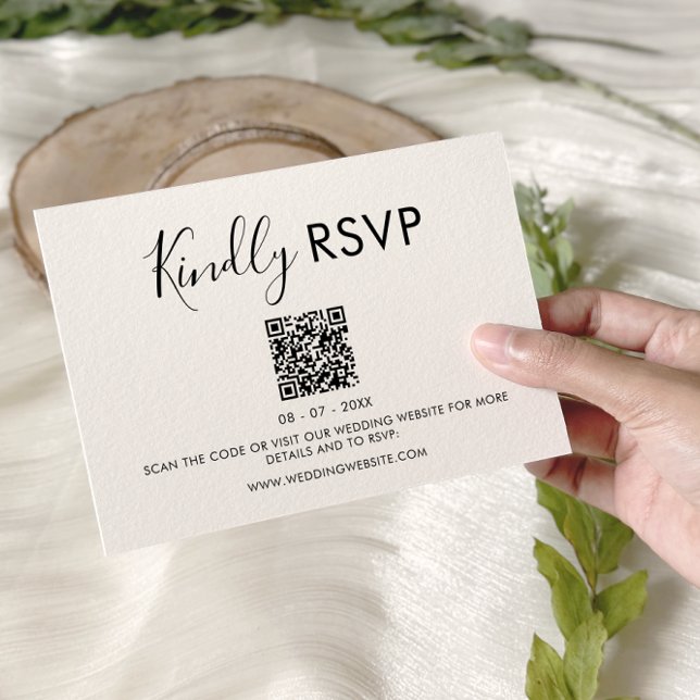 Einfache Minimalistische QR-Code-Hochzeit-RSVP-Kar RSVP Karte (Simple Minimalist QR Code Wedding RSVP Card)